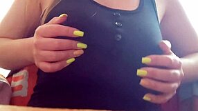 excited student couldn't resist and teased her big natural tits on camera