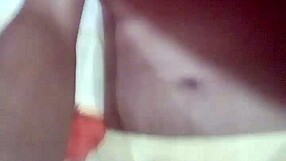 Intense gay masturbation session in a public hotel room.