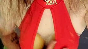 Sissy Ladyboy Teases With Her Big Tits While Masturbating.