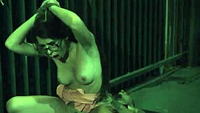 Vibrator bondage for glasses lady