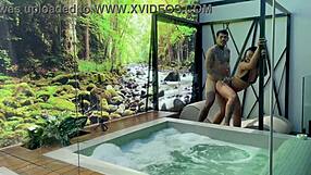 morena gets crazy horny in jacuzzi, riding toys with gaping ass and tattooed body in sheer