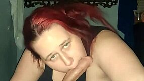 Redhead Gobbling Down A Meat Shaft