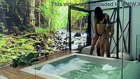 morena gets crazy horny in jacuzzi, riding toys with gaping ass and tattooed body in sheer