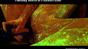 Glow Goddess Fingers Shaved Pussy