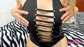 Sinful luxurious woman sleeps with her quiet weak husband with mature beauty