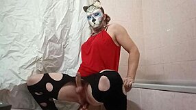 Travesti uses a gode for provocative toy play.