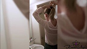 Blonde Teases Pussy In Shower