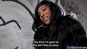 Ebony Girl Fucked Publicly Before Handjob and Oral