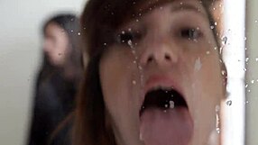 Intense spitting fetish scene with wet mouths and saliva play