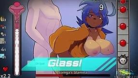 blue haired asian uses big ass to fuck and cum in hentai game