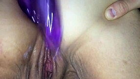 Intense fat assplay with toys in public shop