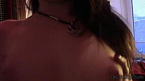 Emo Emily enjoys solo fingering session