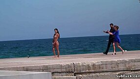 Naked Spanish captive wandering on public streets