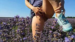 Look at this butt plug flash and pee in lavender fields outdoors!