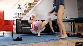 Sexual adult brunette slut fucked anally in 69 position
