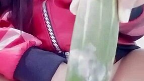 Masterbating with cucumber Horny Vietnamese teen