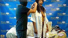 Diviyne submits to vegas mayhem extreme blindfolded gag ball- nipple clips- paddles - thrasher - rabbit - wand - with spread bars!