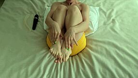 Lana Masturbates Tight Pussy in Yellow Dress