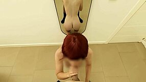 Redhead girl from party gives blowjob in car