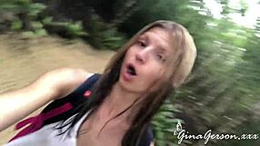 blonde and skinny friends engage in public flashing outdoors