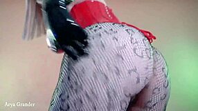 Arya grander in latex teasing and pleasuring sultry curvy MILF