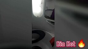 Masturbating spank on European girl on bus toilet