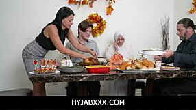 Arab hijab girl Audrey Royal and friend Tyler Cruise are spliced on the table