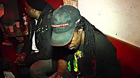 ebony petite girl strips panties in public outdoor lesbian scene with ripped clothes