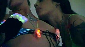 Intense party foursome with blowjobs and dancing teens.