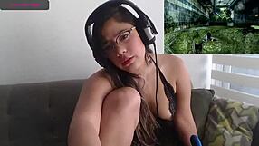 Petite Teen Latina Fingers Herself Intensely While Playing Video Game