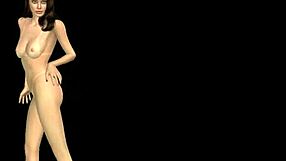 Animated 3D cartoon girl giving intense sexy poses in many positions