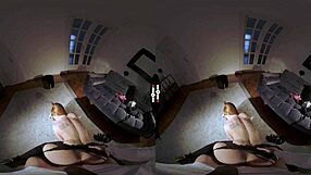 Ebony VR chamber dominated by fiery redhead