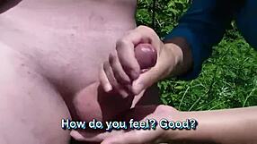 Frina the hot MILF starts to seduce a young man outside having magnificent sex and an orgasm in public