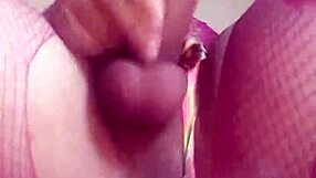 Shemale Plays With Black Dildo Toy