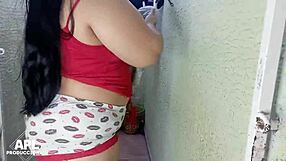 After a spent day I find my seductive stepmother alone at home and I get to explore that desire