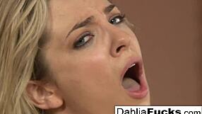 Hot Blonde Whore Masturbates On Table