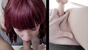 the goth babe gets spitroasted by cock and dildo