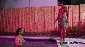 BBC poolside busty MILF gets pounded by BBC