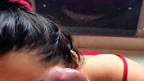 Young white woman gives a deep throat blowjob in a hot amateur video.