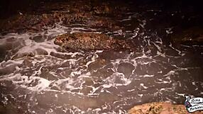 Novinha masturbates on the beach reaching orgasm and squirting