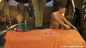 Gay couple unwinds with a deep, sensual cock massage