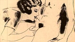 Vintage erotic illustration with sensual retro charm