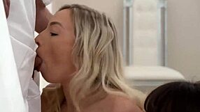 Russian Teen 18+ Gets Cumshot in Group Blowjob