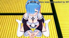 Loving Rem Guides Your Masturbation to Facial in Romantic Anime Setting