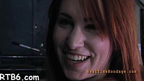 RESTRAINED GAL IS HOISTED UP FOR HER HOT COCK SUCKING AND HARDCORE FUCKING IN BDSM DOMINATION