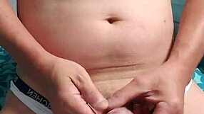 What makes this gay boy stroke in tight underwear?