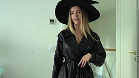A blonde witch gets a creampie at a Halloween party