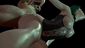 Hot green-haired girl takes it rough from behind in 3D.