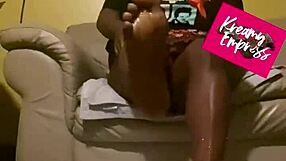 Hot ebony MILF LICKS raw honey OFF feet in kinky fetish scene