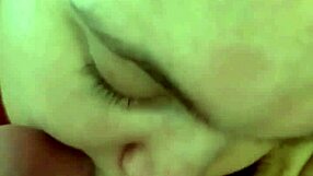 Girl gives intense blowjob to big monster cock